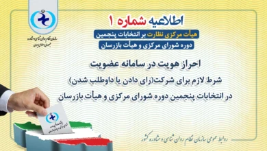 اطلاعیه شماره ۱ هیئت نظارت بر انتخابات در سامانه عضویت سازمان نظام روان‌شناسی.