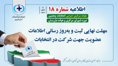 اطلاعیه شماره ۱۸ درباره انتخابات سازمان روانشناسی
