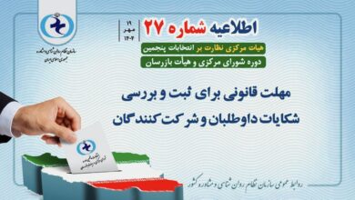تصویر رسمی اطلاعیه شماره ۲۷ هیأت مرکزی نظارت بر انتخابات سازمان نظام روانشناسی و مشاوره